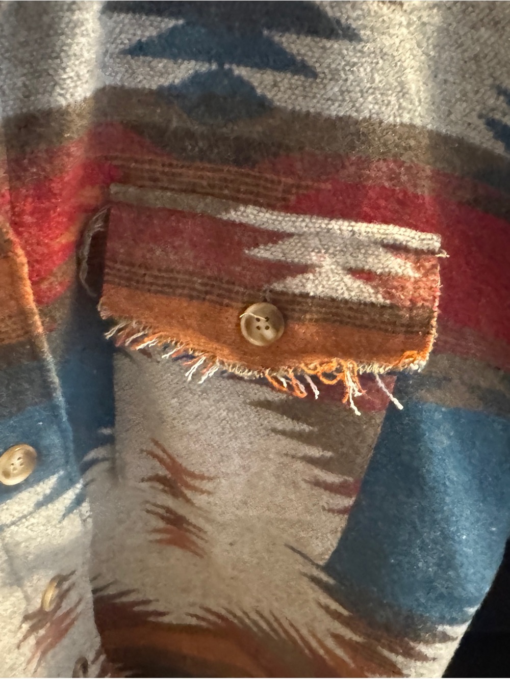 Southwestern Pattern Button-Front Jacket - Rust Blue - Picture 9 of 9